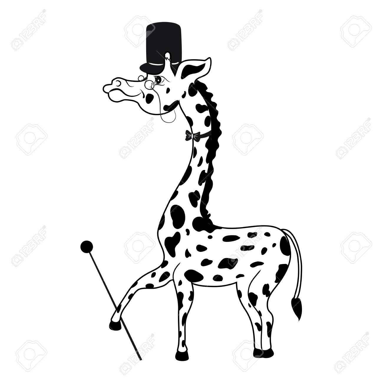1300x1300 Decorative Cute Funny Count Giraffe With Cylinder, Tie, Cane