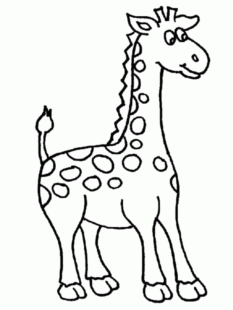 754x1005 Giraffe Clipart Colouring Page