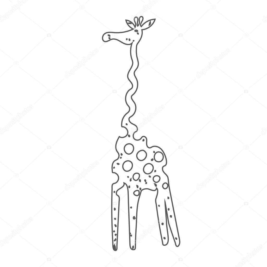 1024x1024 Vector Giraffe, The Outlines Of Black Colo Stock Vector