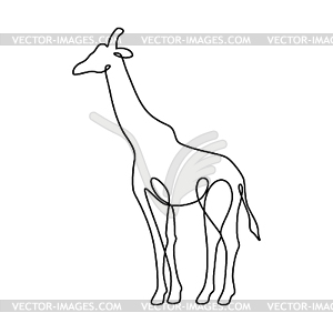 300x300 Line Art Giraffe. Continuous Black Outline