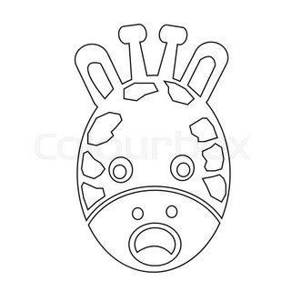 320x320 Giraffe Face Vector Illustration Line Drawing Stock Vector