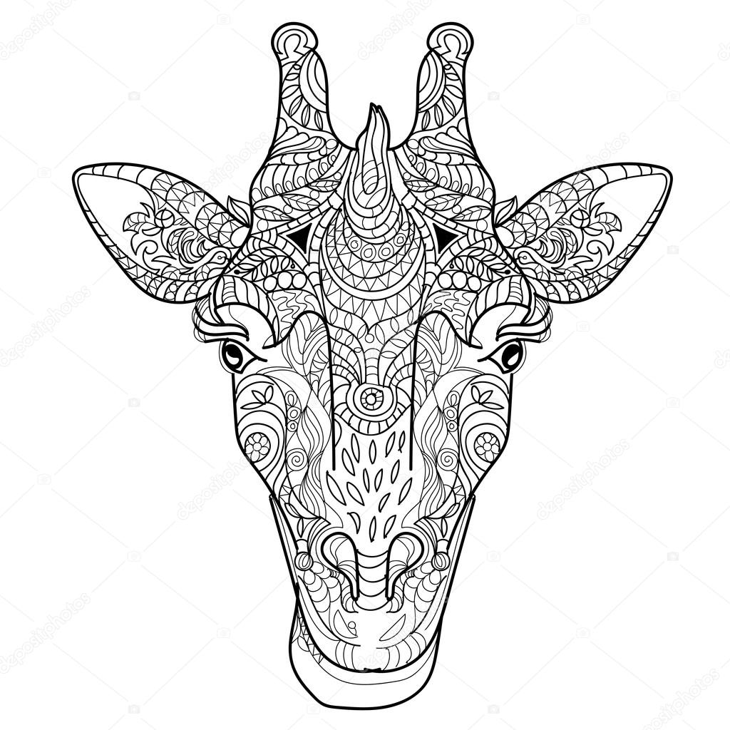 1024x1024 Giraffe Head Doodle Stock Vector Yazzik