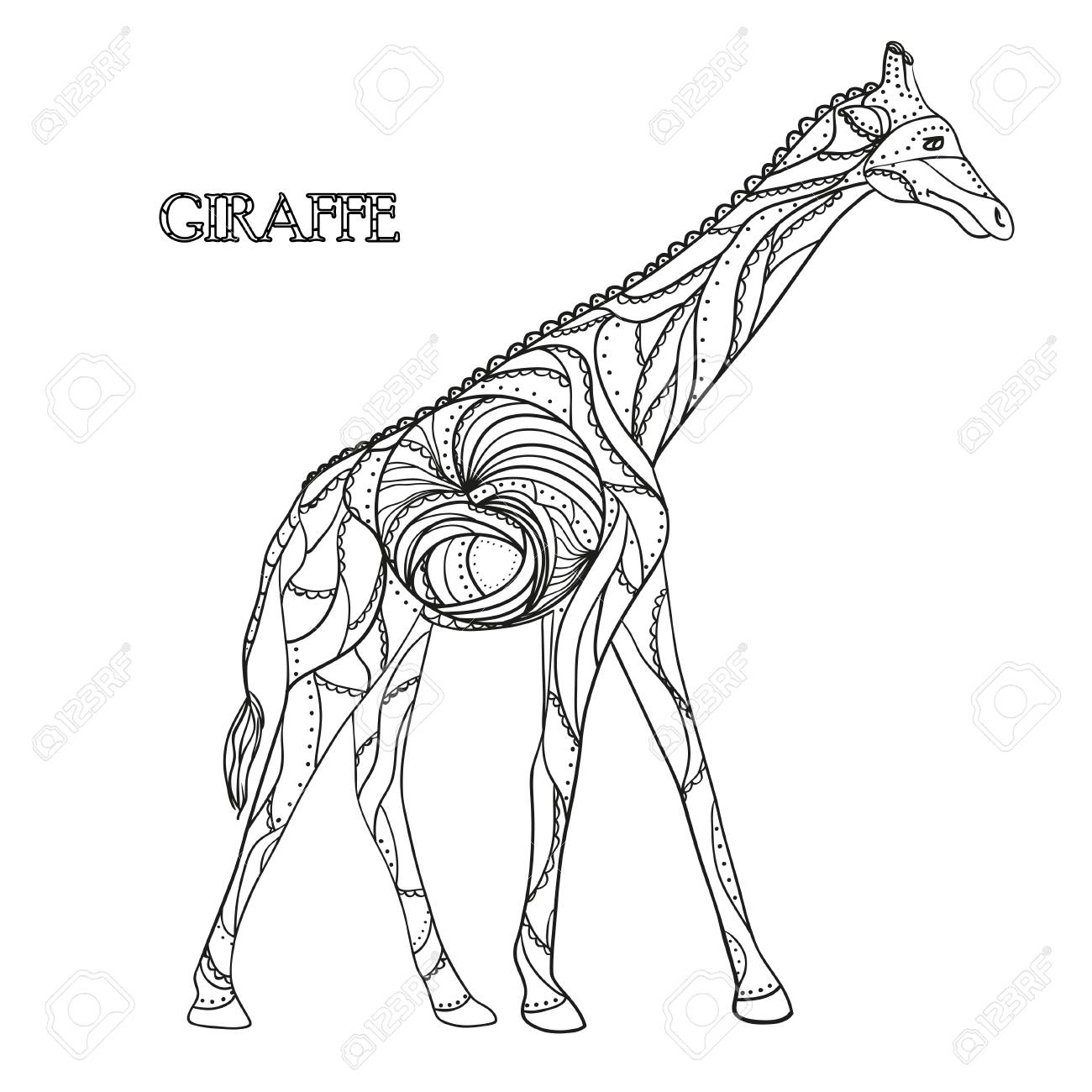 1300x1300 Giraffe. Zen Art. Design Zentangle. Detailed Hand Drawn Giraffe