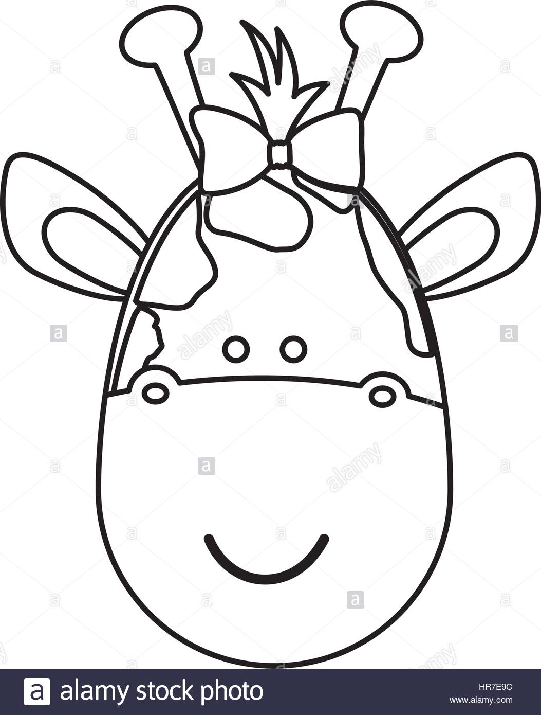 1053x1390 Figure Face Giraffe Ribbon Bow Head Icon Stock Vector Art