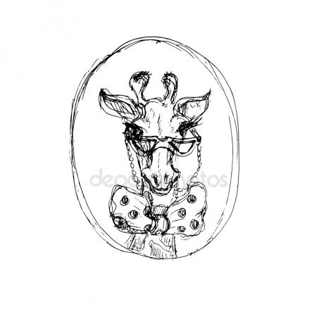 450x450 Giraffe, Drawing, Fauna. Illustration Stock Photo Design.trna