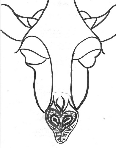 390x500 Giraffe Face Outline Drawing