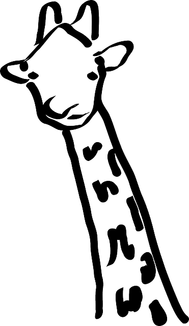 371x640 Head, Black, Outline, Face, White, Cartoon, Giraffe