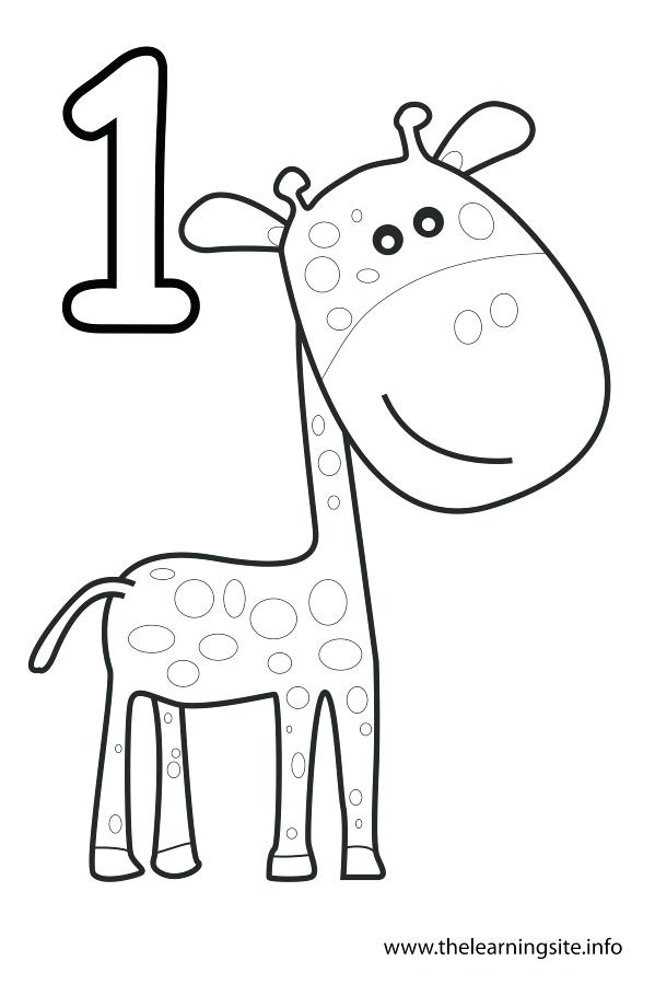 599x899 Coloring Pages Of Numbers Coloring Page Number Outline One Giraffe