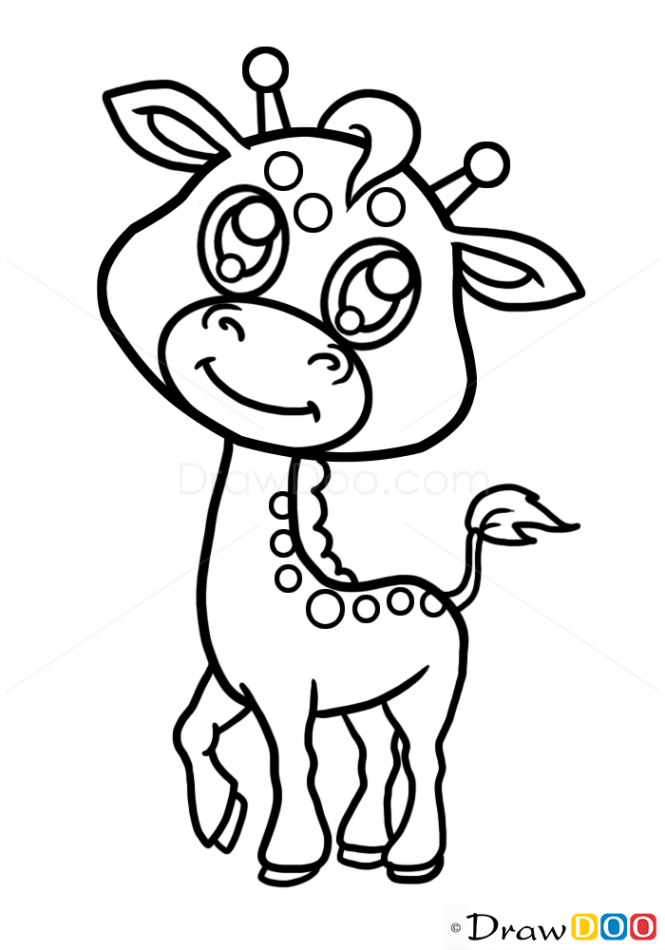 665x950 Drawn Giraffe Cute Animal