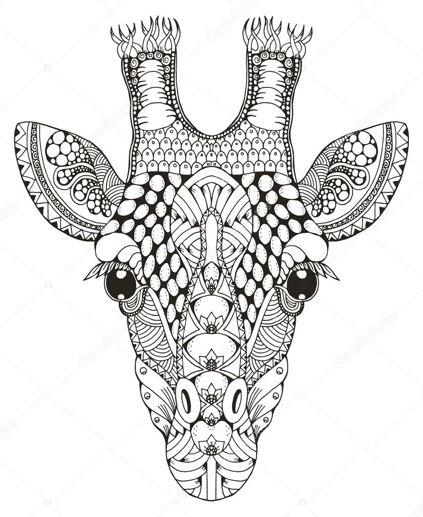 838x1023 Giraffe Head Zentangle Stylized, Vector Illustration, Freehand