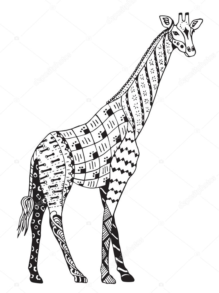 764x1023 Giraffe Zentangle Stylized, Vector, Illustration, Freehand Pencil