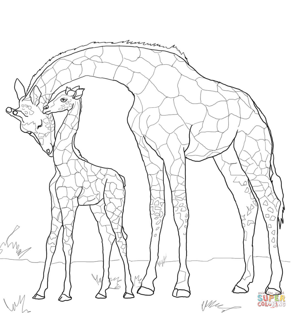 1200x1288 Drawn Giraffe Mother And Baby