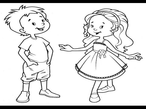 480x360 How To Draw Kids Girl And Boy Learning Coloring Pages