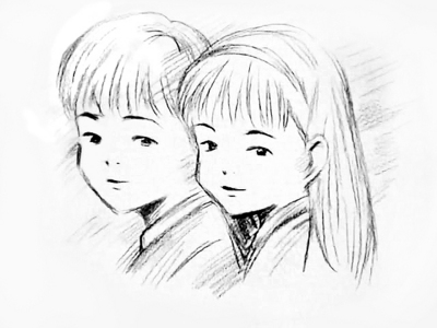 400x300 Pictures Boy And Girl Drawing Sketch,