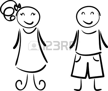 450x382 Simple Drawing Of Happy Boy And Girl Royalty Free Cliparts
