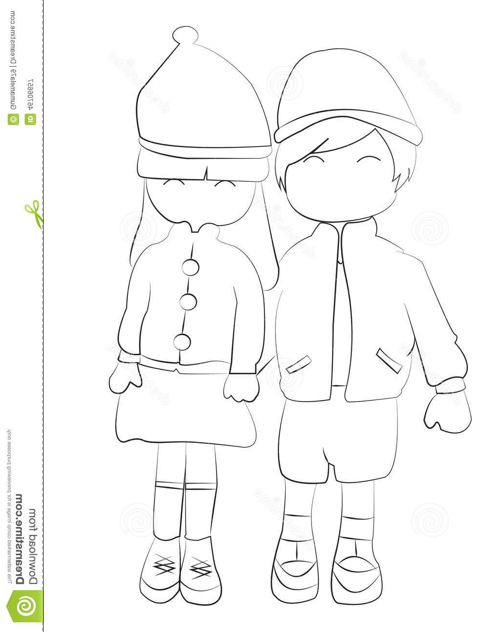 1035x1300 Boynd Girl Holding Hands Drawing Hand Drawn Coloring Page