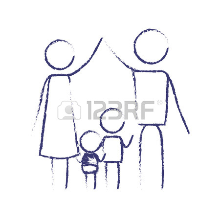 450x450 Blurred Blue Contour Of Pictogram Parents Holding Hands Up