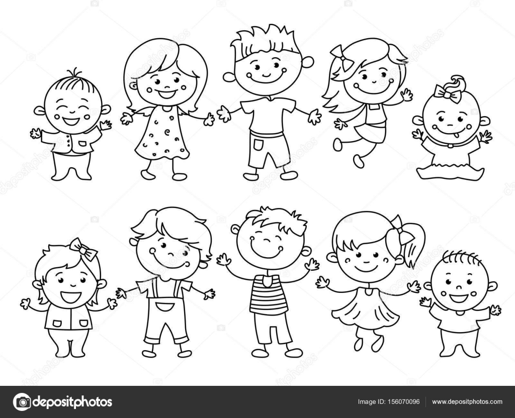 1024x832 Cheerful Children Painted By Colorful Pencils With Kids Elements