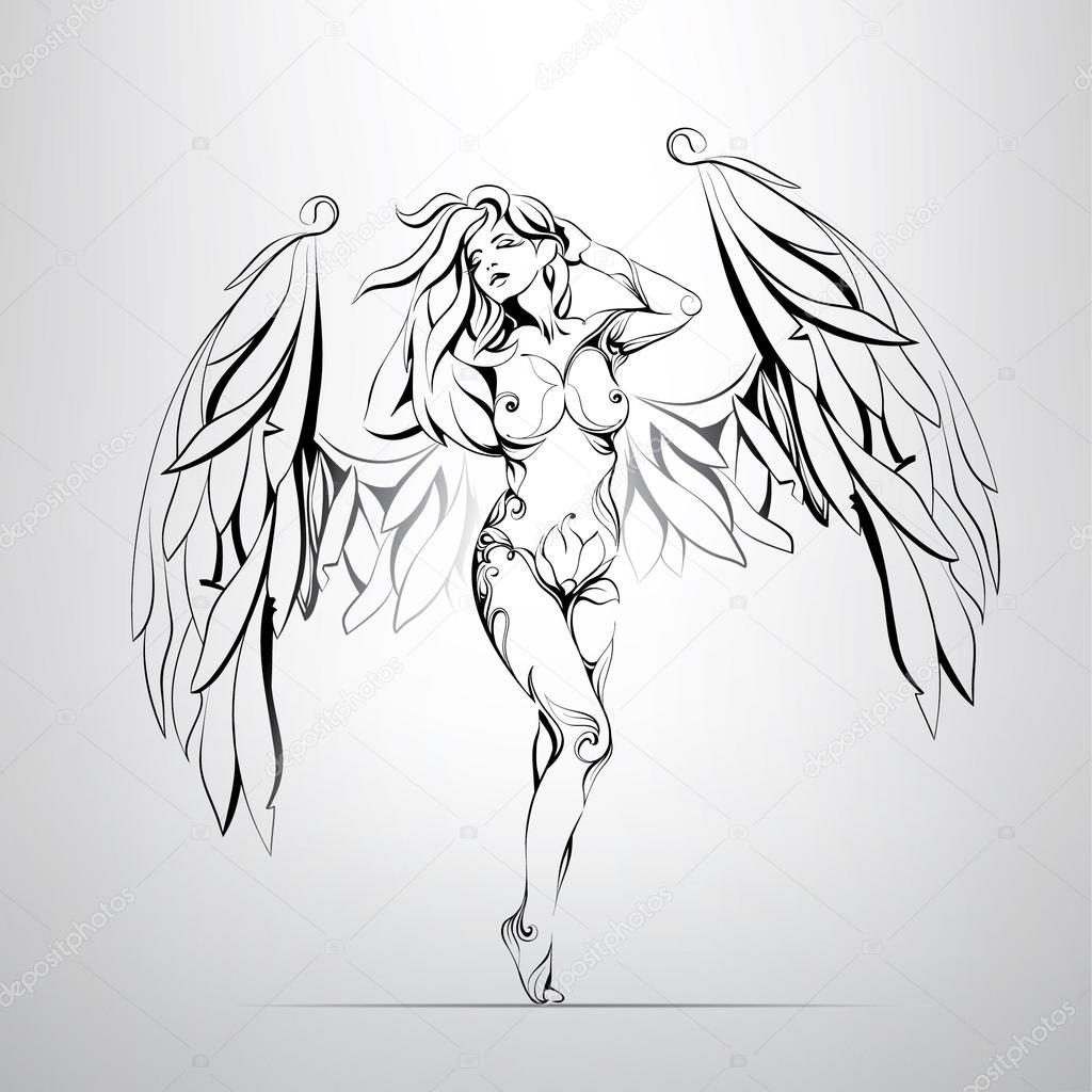 1024x1024 Abstract Girl Angel Stock Vector Nutriaaa