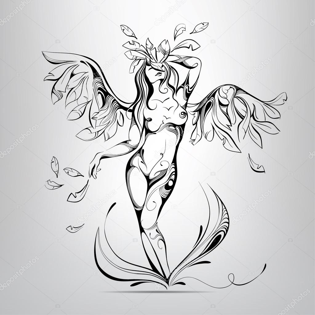 1024x1024 Girl In Angel Ornament Stock Vector Nutriaaa