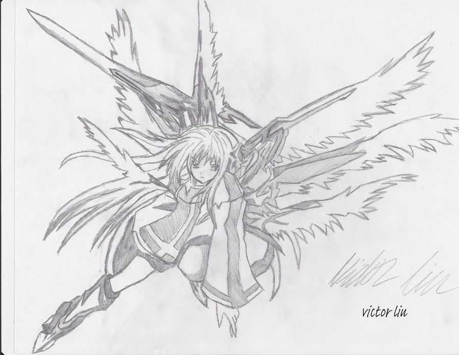 900x695 Angel Girl Drawing By Fadelesswolf