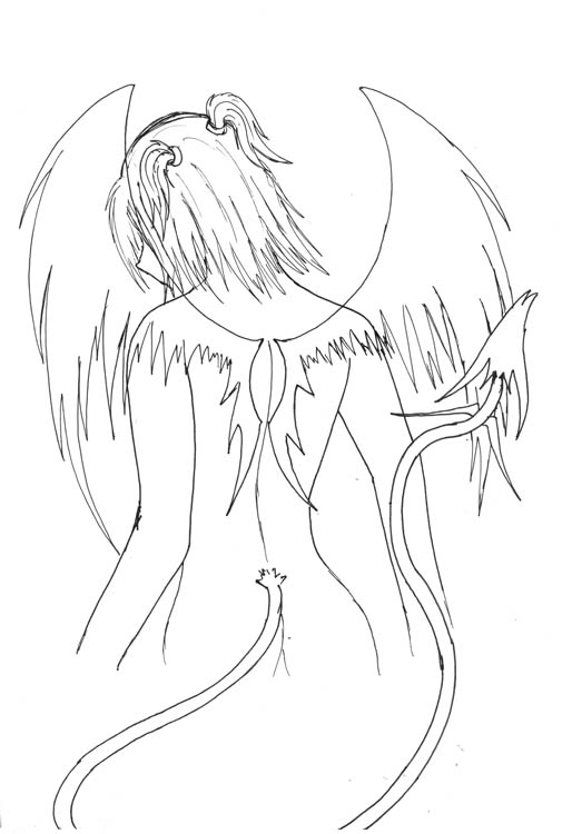514x750 Demon Girl Back Lineart By Himeko