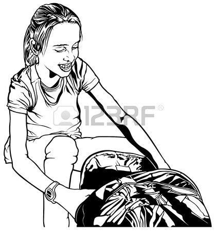 422x450 Smiling Young School Girl With Backpack On Ground