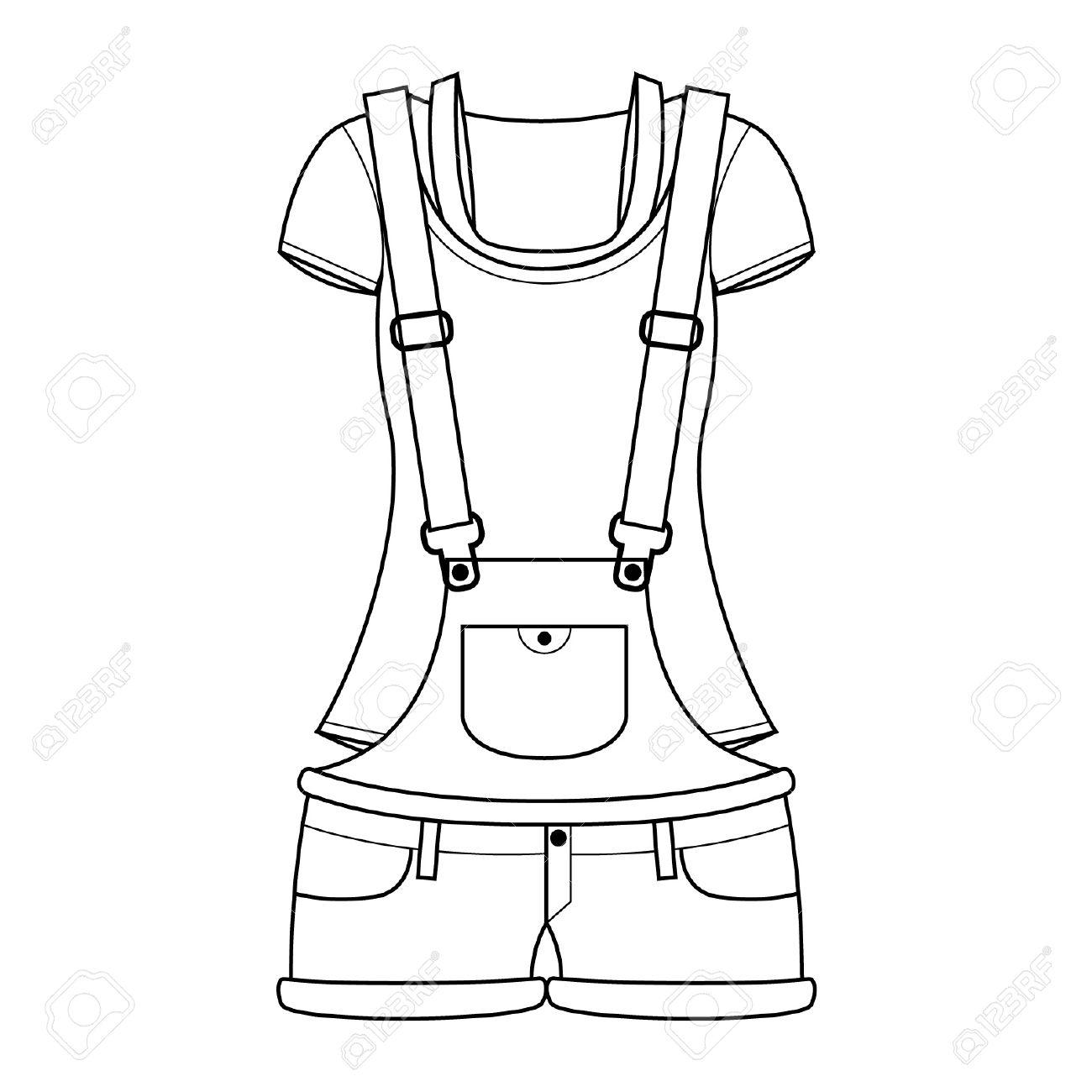 1300x1300 Clothes Template Overall For Girl Royalty Free Cliparts, Vectors