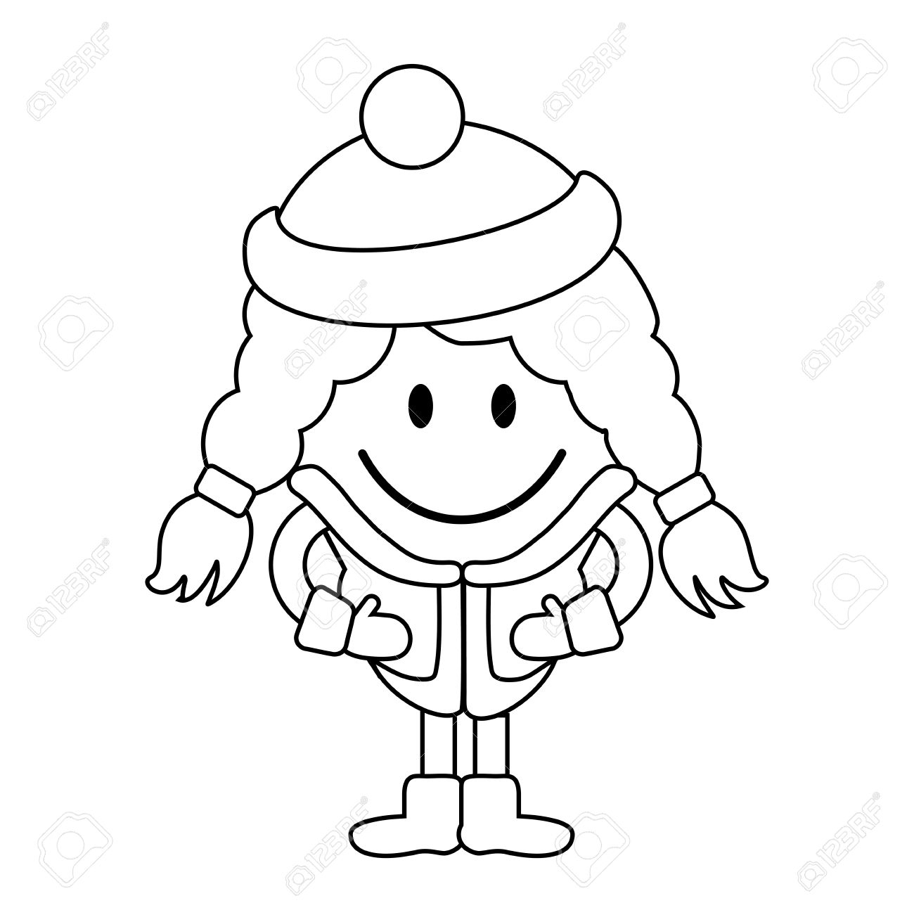 1300x1284 Simple Drawing Of Little Girl Cute Little Girl In Winter Clothes