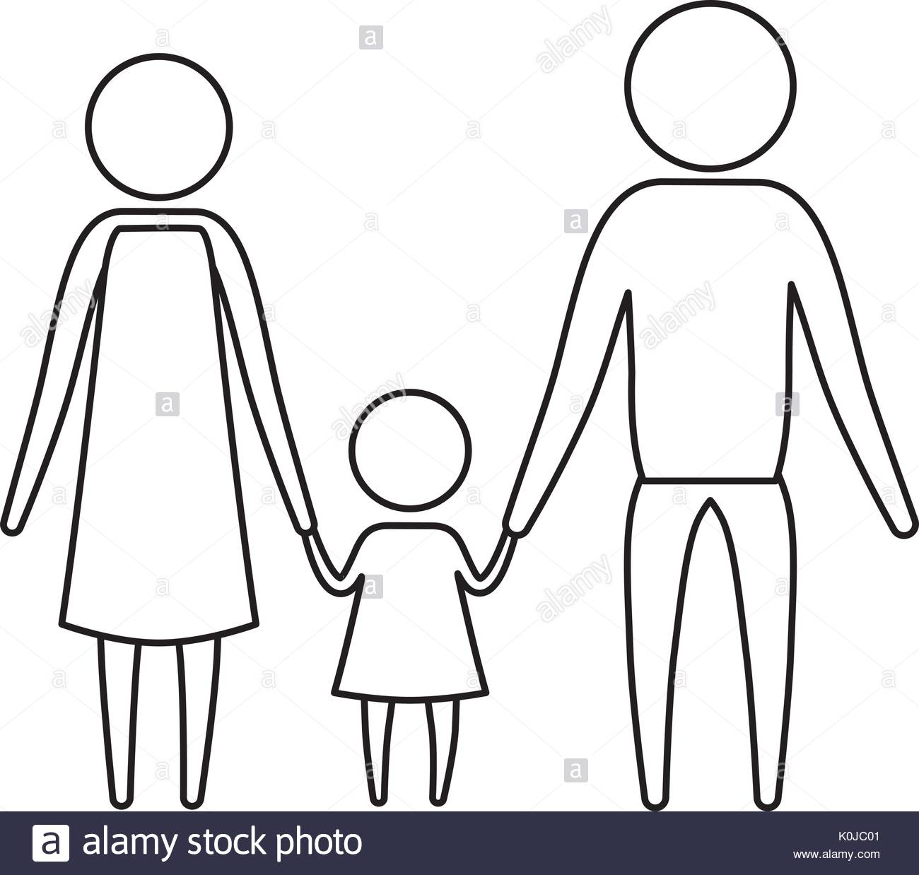 1300x1238 Sketch Silhouette Of Pictogram Parents With A Little Girl Holding