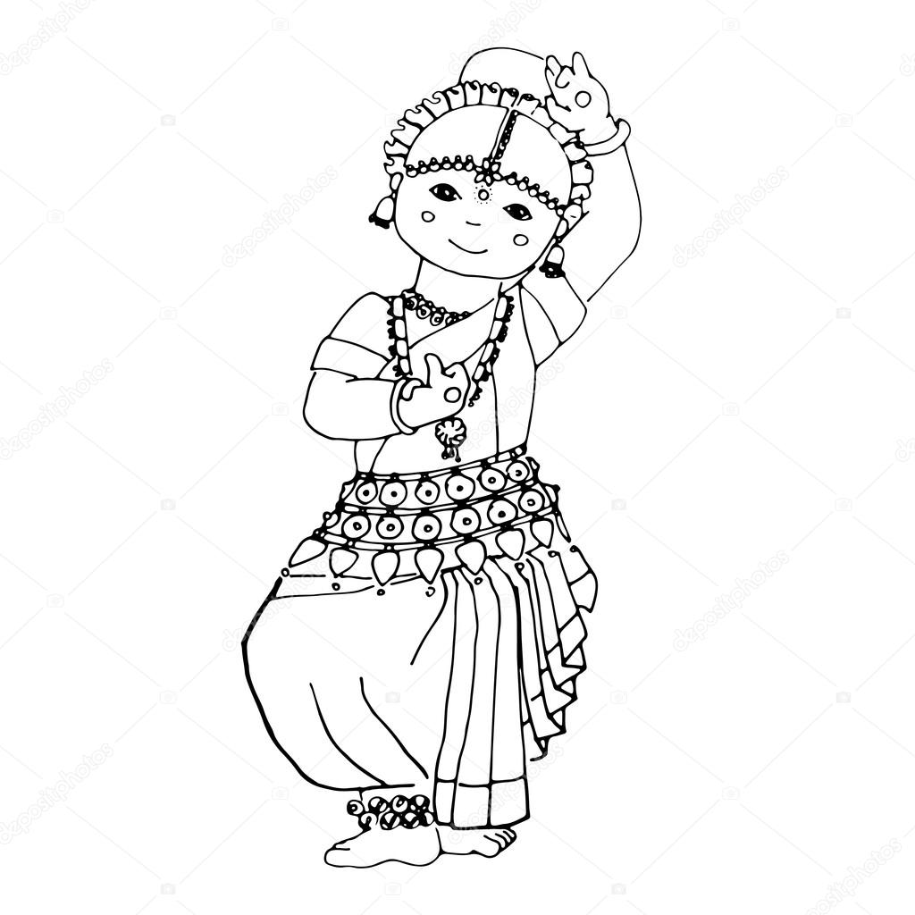 1024x1024 Dancing Indian Girl Stock Vector
