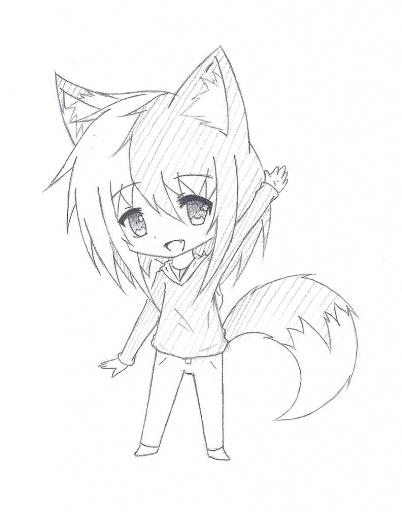 803x1024 Cute Anime Girl Sketch Chibi