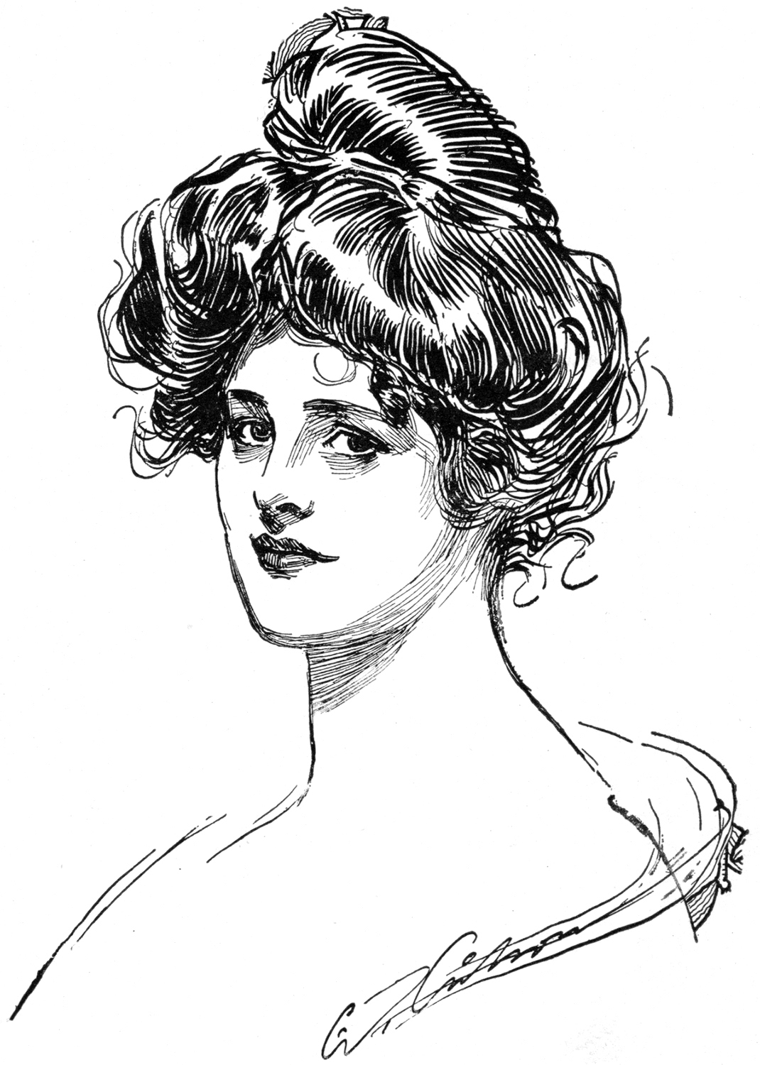 1070x1500 Lovely Vintage Gibson Girl Drawing!