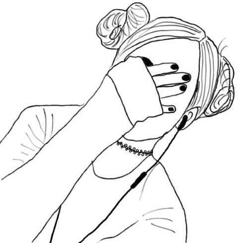 500x491 Art, Black And White, Drawing, Fashion, Girl, Grunge, Outline