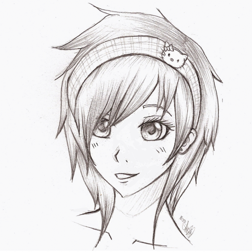 1024x1024 Cartoon Sketches Of Cute Girls Sketch Of Cute Cartoon Girl