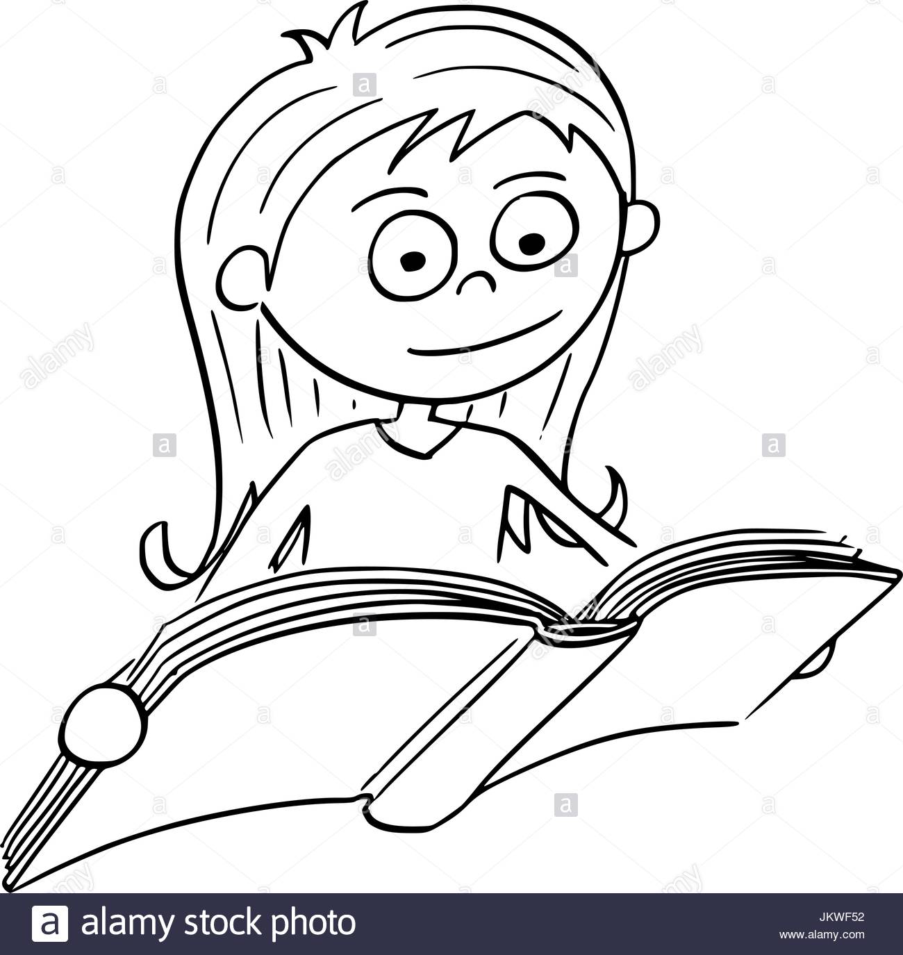 1300x1375 Hand Drawing Cartoon Vector Illustration Of Girl Reading A Book