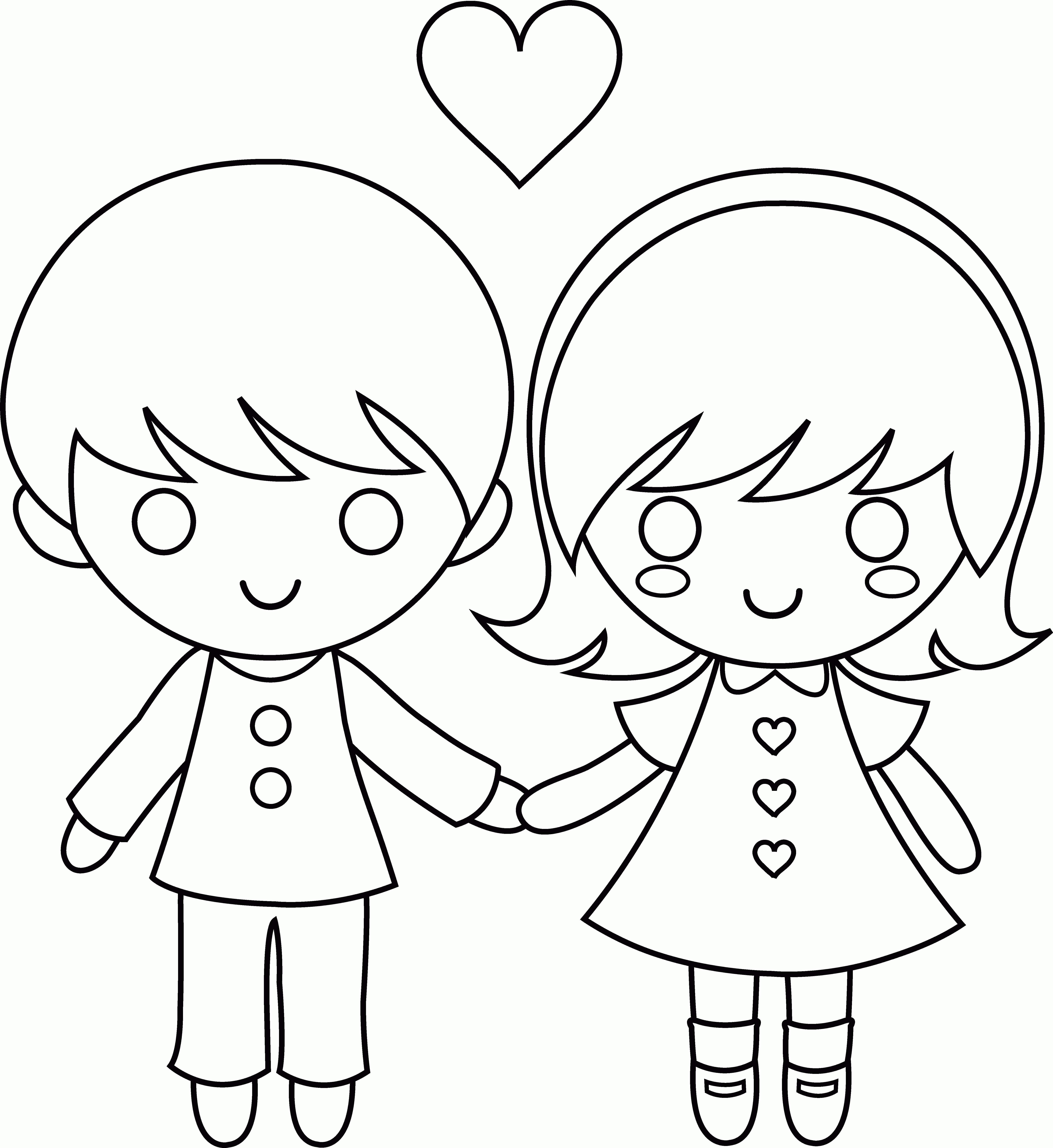 6197x6753 Coloring Page Boy And Girl Many Interesting Cliparts