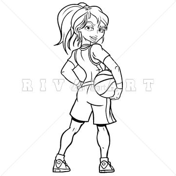361x361 Sports Clipart Image Of Basketball Girl Holding Player Woman