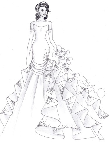 374x492 Jennifer Salzman Dream Wedding Sketch For Kim Kardashian Go Glam