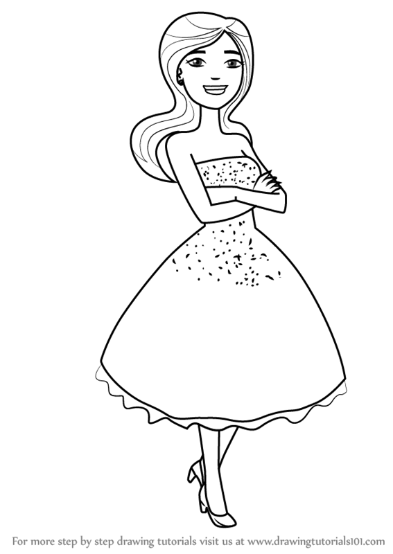 567x800 Learn How To Draw A Beautiful Girl In Black Dress (Girls) Step By