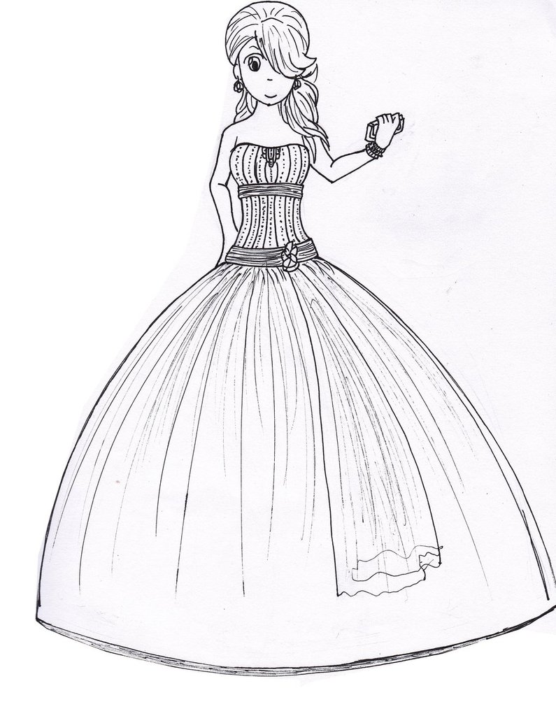 795x1004 Prom Dress Sketch By Crazycolorartist