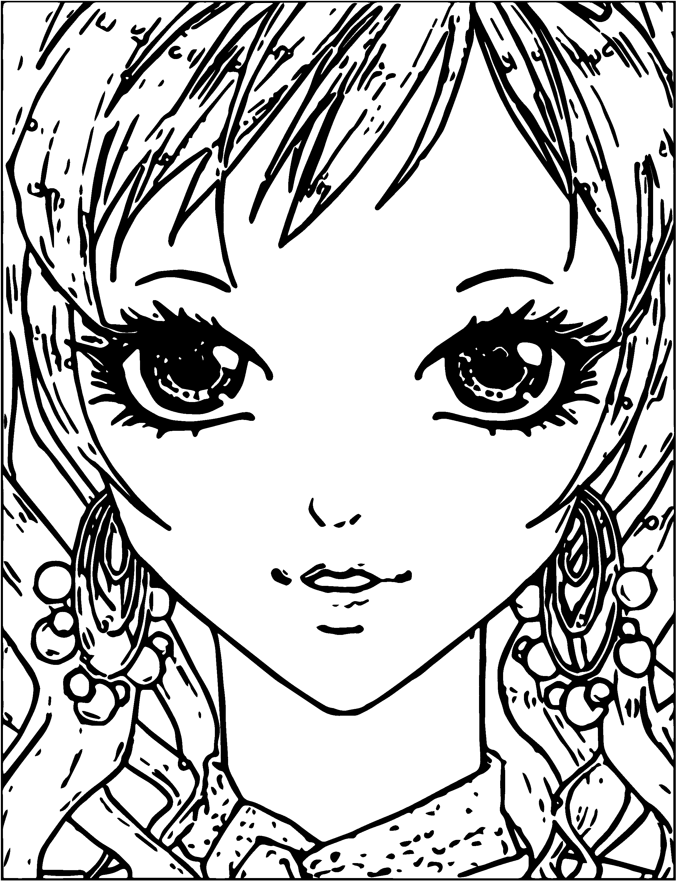 2303x3000 Manga Small Girl Face Coloring Page Wecoloringpage