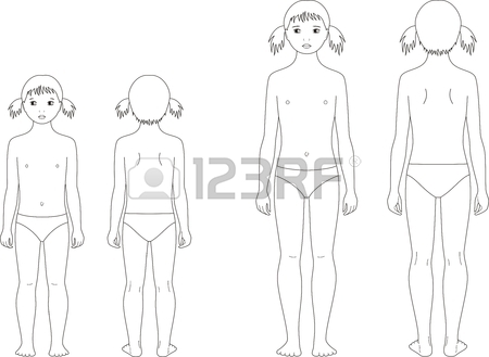 450x329 Vector Illustration Of Girl Childs Figure. Change In Proportions
