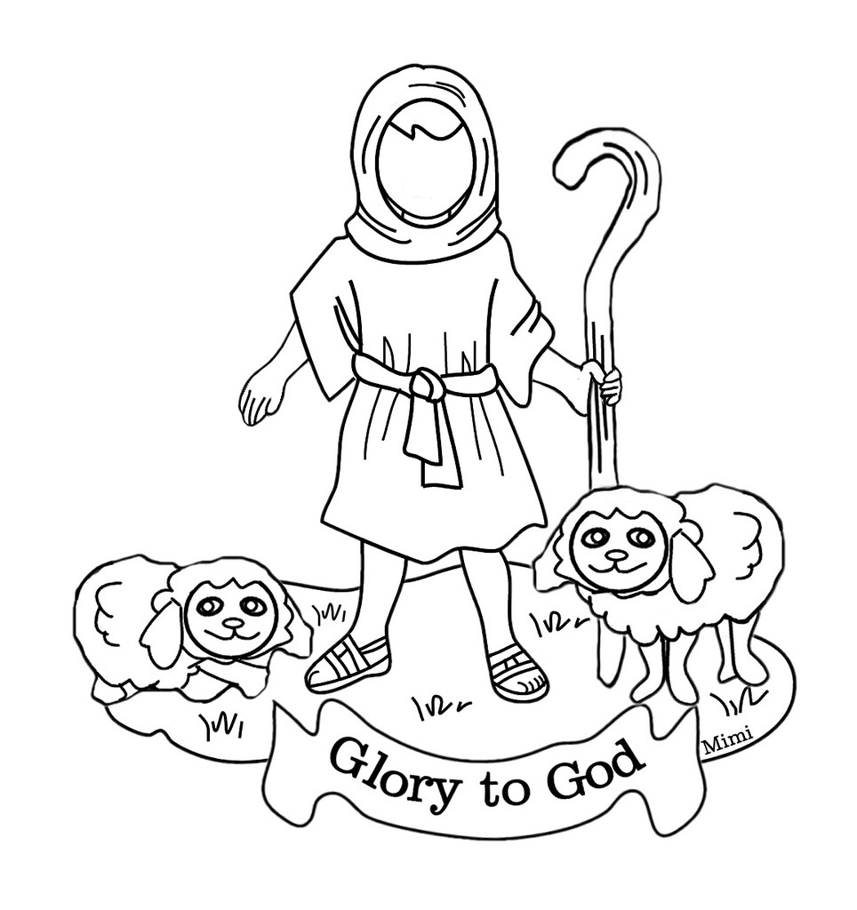 964x1024 Bible Kids Village Girl With Sheep Christmas Color Page