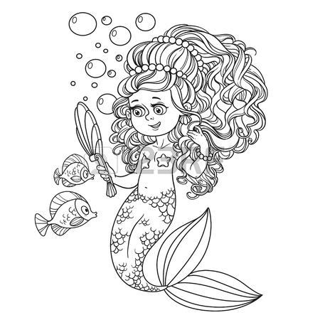 450x450 Beautiful Little Mermaid Girl Dancing With An Octopus Coloring