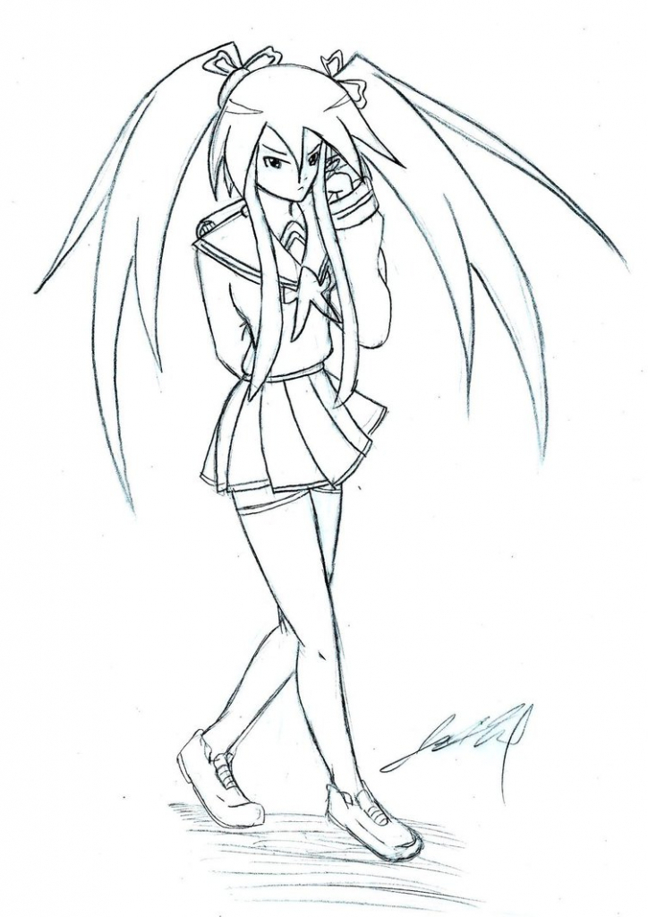 724x1024 Anime High School Girl Drawing