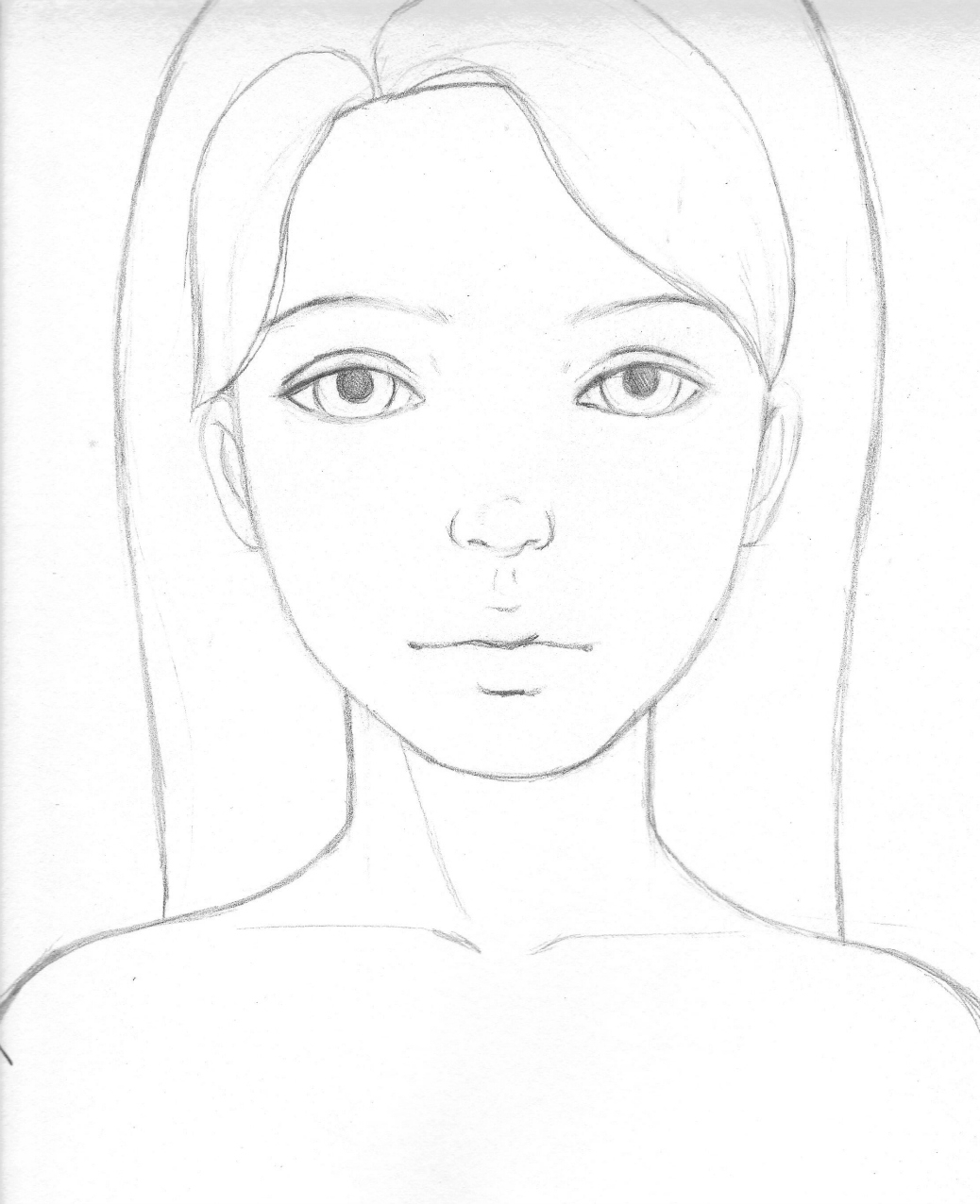 1038x1276 Girl Face Easy Pencil Drawings Free Easy Pencil Drawing Of Girls