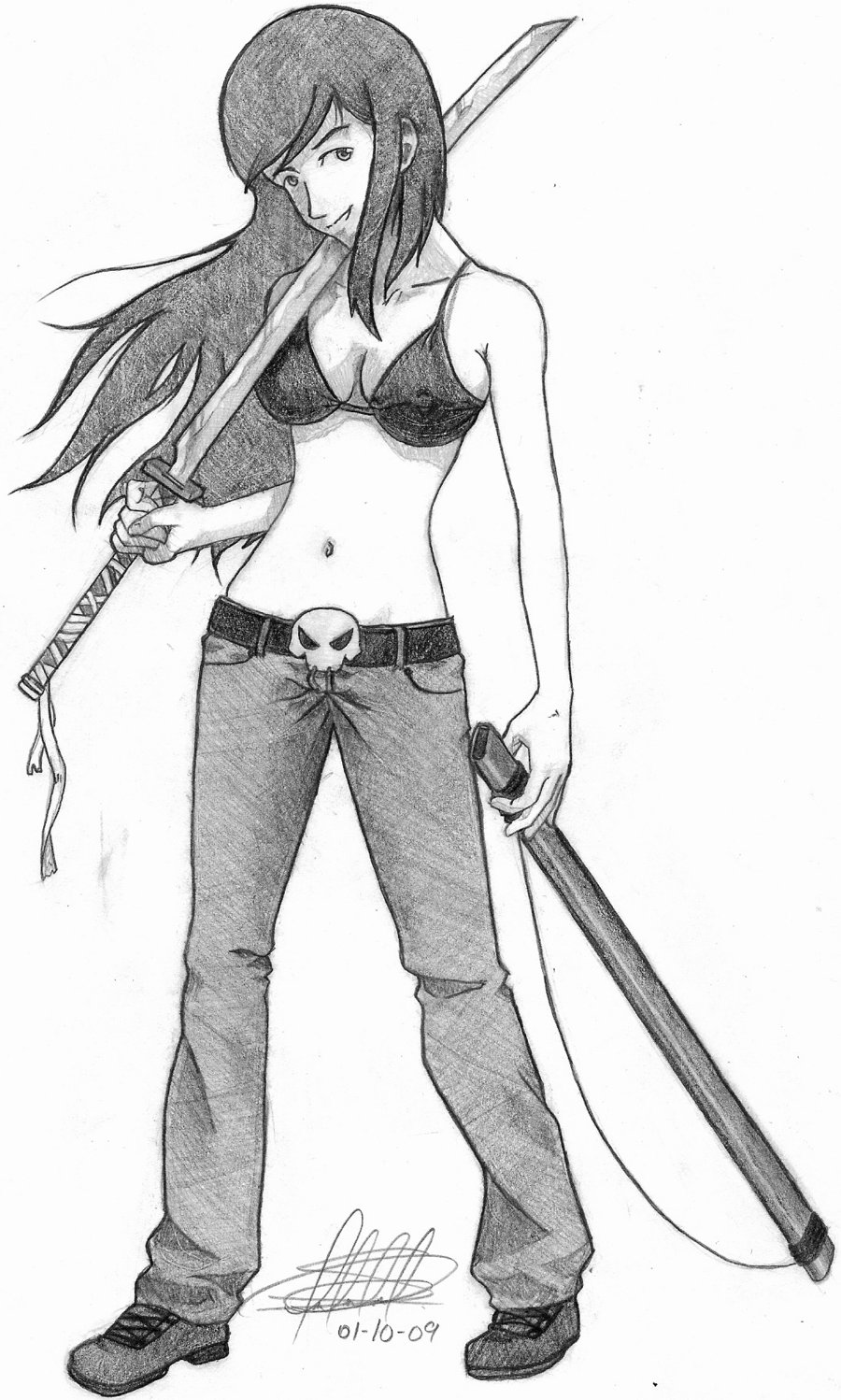 900x1498 Pencil Sketch Girl 01 By Acexl1000