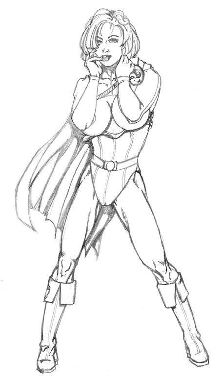 455x781 Power Girl Pencil Sketch By Mmunshaw