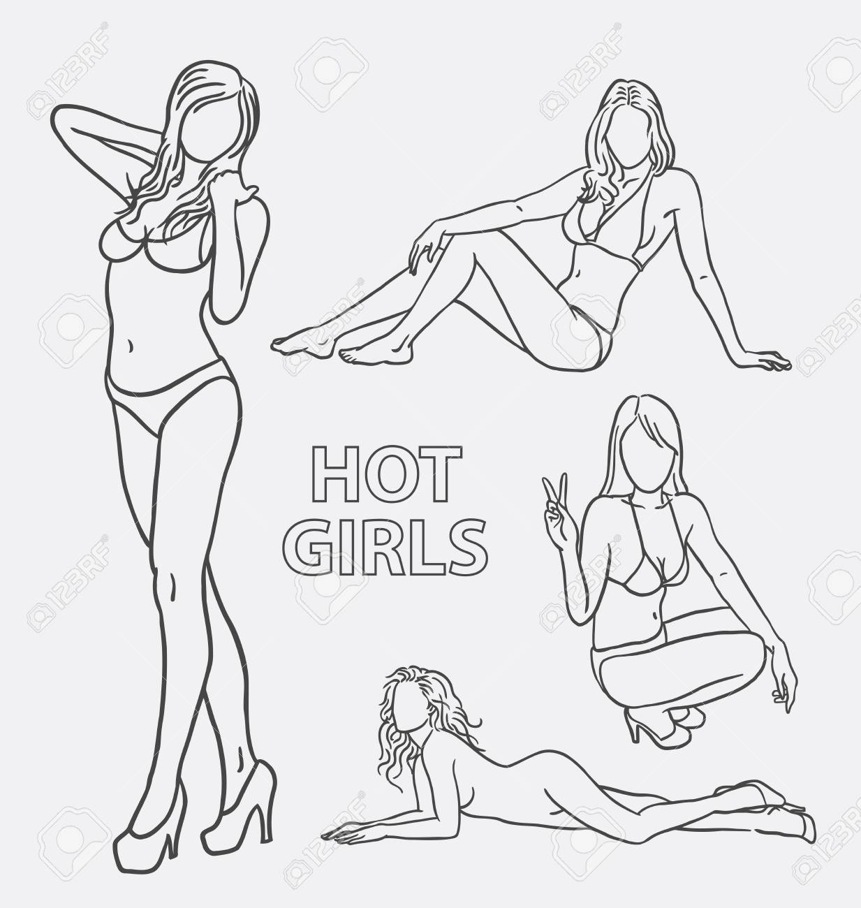 1233x1300 Hot Girl Sexy Pose Sketch. Good Use For Symbol, Logo, Web Icon